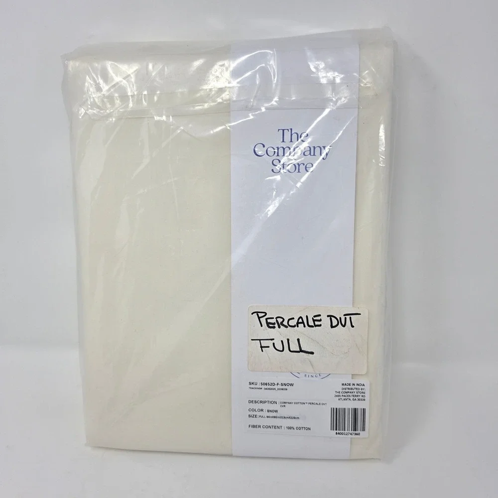 The Company Store Company Cotton Percale Duvet Cover Full Snow White